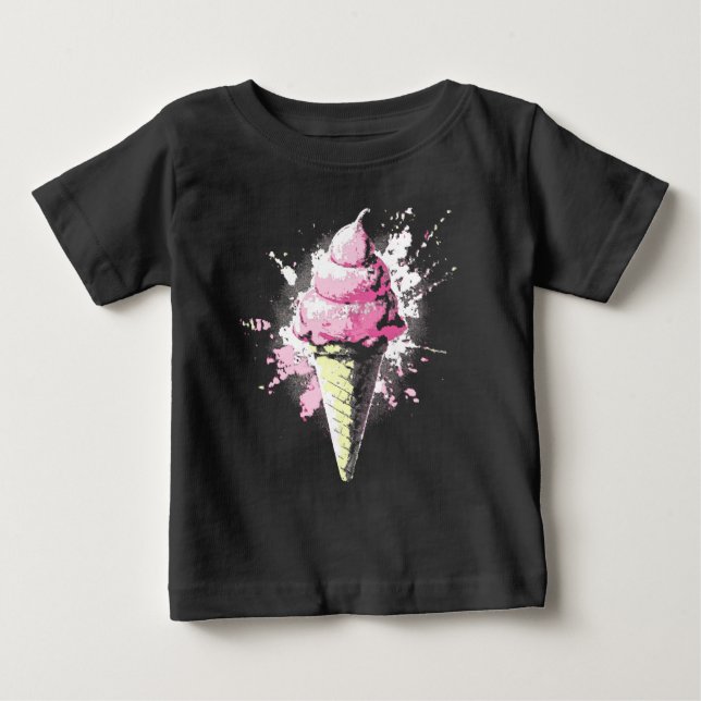 Camiseta De Bebé Salpicadura de helado rosa abstracto angustiado (Anverso)