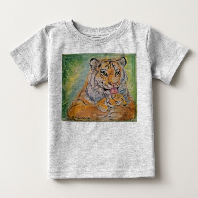 Camiseta De Bebé Salto de bebé con tigres (Anverso)
