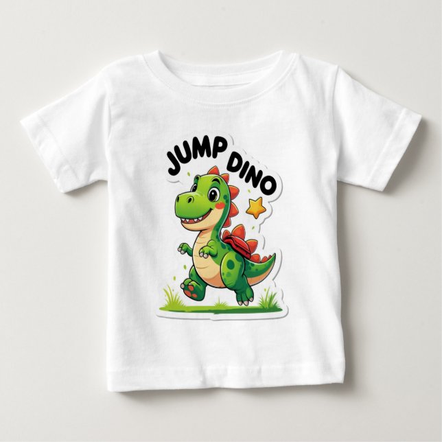 Camiseta De Bebé Salto Dino - Jugativo Pegatina Personalizado Camis (Anverso)