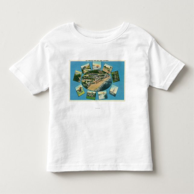 Camiseta De Bebé Saludos con de ViewsSanta escénico Cruz, CA (Anverso)