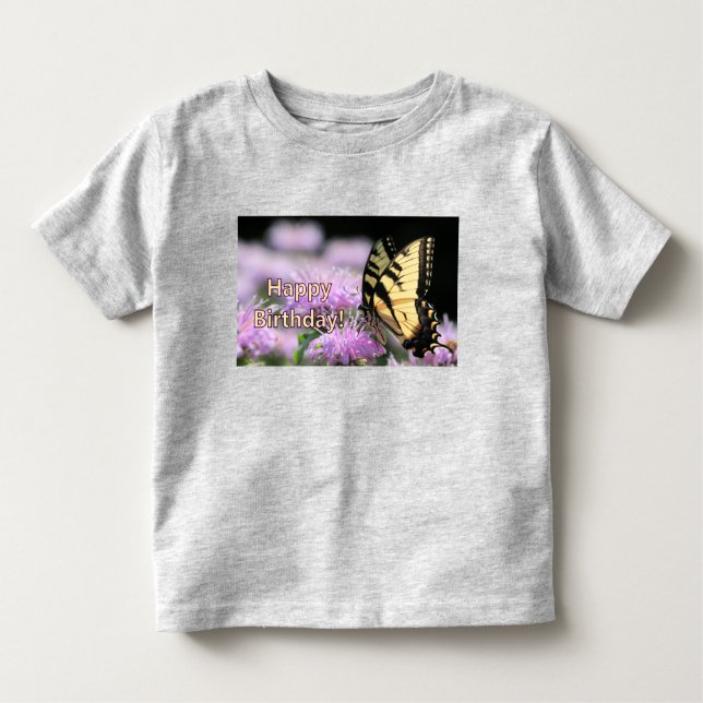 Camiseta De Bebé Saludos de cumpleaños de la mariposa de cola torta (Anverso)