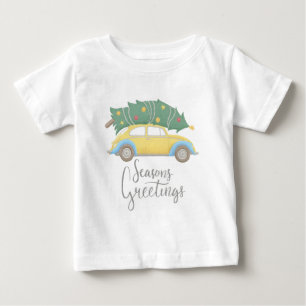 Camiseta De Bebé Saludos de temporada Coche y árbol