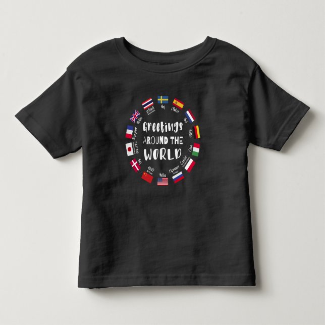 Camiseta De Bebé Saludos en todo el mundo, Hola en todos los idioma (Anverso)