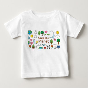 Camiseta De Bebé Salva nuestro planeta  dibujo de niños  crayón láp
