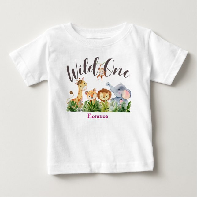 Camiseta De Bebé Salvaje de 1 año primer cumpleaños (Anverso)