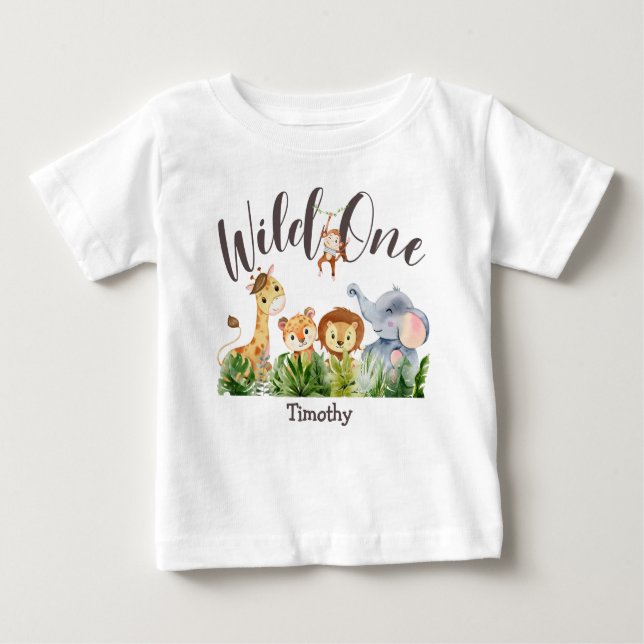 Camiseta De Bebé Salvaje de 1 año primer cumpleaños (Anverso)