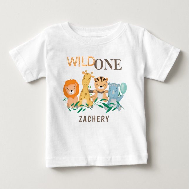 Camiseta De Bebé Salvaje Personalizado Un Primer Cumpleaños (Anverso)