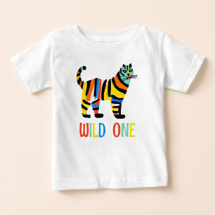 Camiseta De Bebé Salvaje Un Adorable Tígre Colorido Cumpleaños