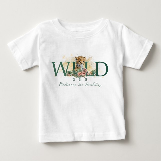 Camiseta De Bebé Salvaje Un Animal Guepard Niño Primer Cumpleaños (Anverso)