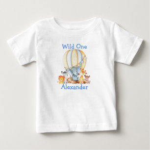 Camiseta De Bebé Salvaje Un Primer Aniversario Safari Animales Glob