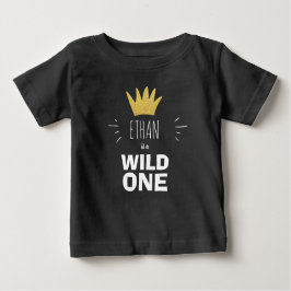 Camiseta De Bebé Salvaje un primer cumpleaños Crown Black Gold T-Sh