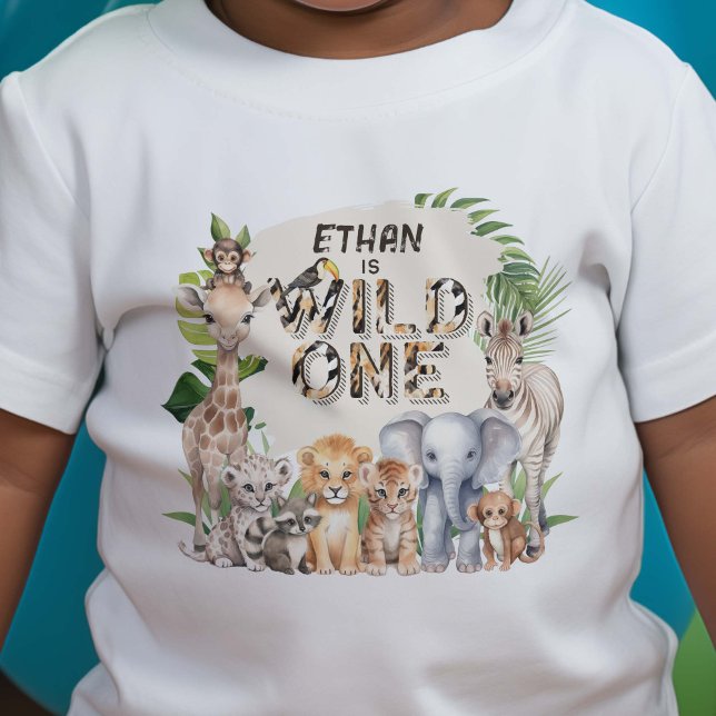 Camiseta De Bebé Salvaje un Safari Animals Niño 1er cumpleaños (Subido por el creador)