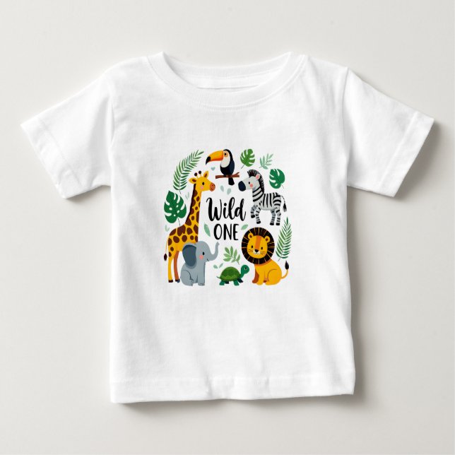 Camiseta De Bebé Salvaje Un Safari De La Selva Animales Primer Bebé (Anverso)