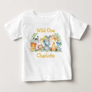 Camiseta De Bebé Salvajes animales de Safari de primer cumpleaños