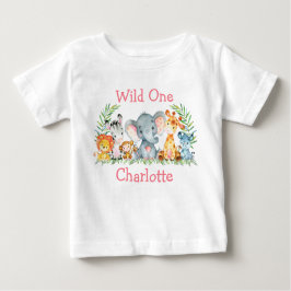Camiseta De Bebé Salvajes animales de Safari de primer cumpleaños d