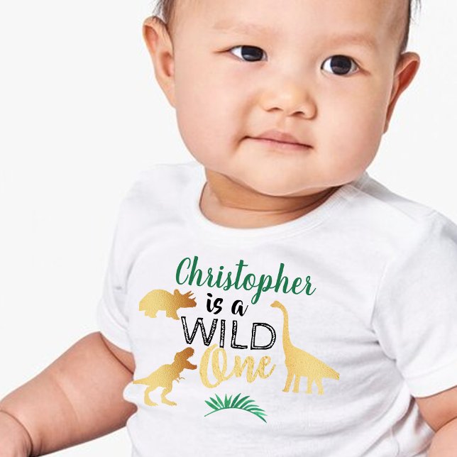 Camiseta De Bebé Salvajes Un Dinosaurio Boys 1er cumpleaños (Subido por el creador)
