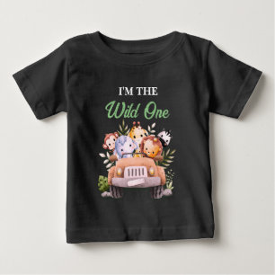 Camiseta De Bebé Salvajes Un Safari Animales Cumpleaños NEGRO