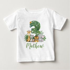 Camiseta De Bebé Salvajes y árboles 3.ᵉʳ Safari Birthday Jungle Ani