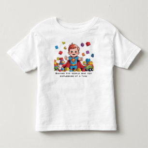Camiseta De Bebé Salvando el Mundo Una Explosión de Juguetes a la V