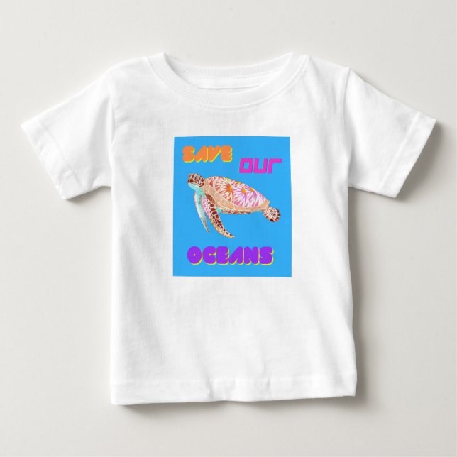 Camiseta De Bebé Salvar a nuestra tortuga oceánica (Anverso)