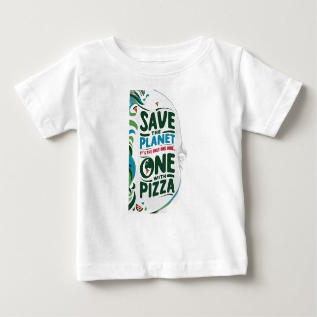 Camiseta De Bebé Salven el planeta, es el único con pizza (Anverso)