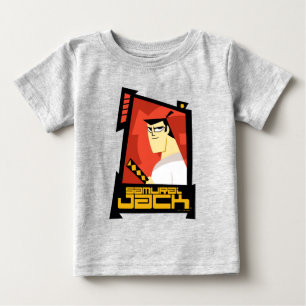 Camiseta De Bebé Samurai Jack sonriendo gráfico de marco futurista