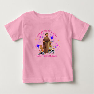 Camiseta De Bebé San Francisco de Asís chica católico rosa