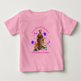 Camiseta De Bebé San Francisco de Asís chica católico rosa