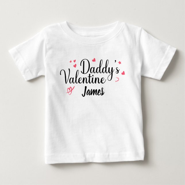 Camiseta De Bebé San Valentín de papá, nombre personalizado (Anverso)