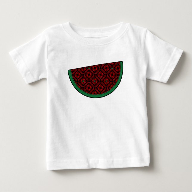 Camiseta De Bebé sandía palestina Tatuaje rojo bordado (Anverso)