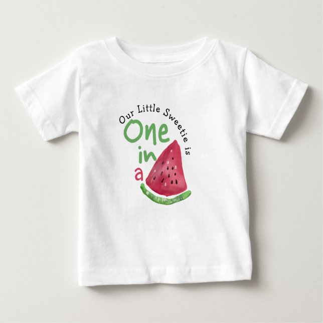 Camiseta De Bebé sandía uno en un Melón primer cumpleaños (Anverso)