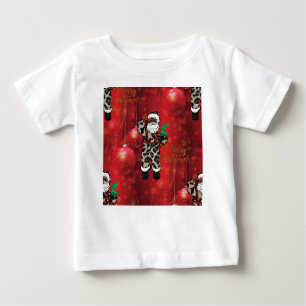 Camiseta De Bebé santa african leopard claus red