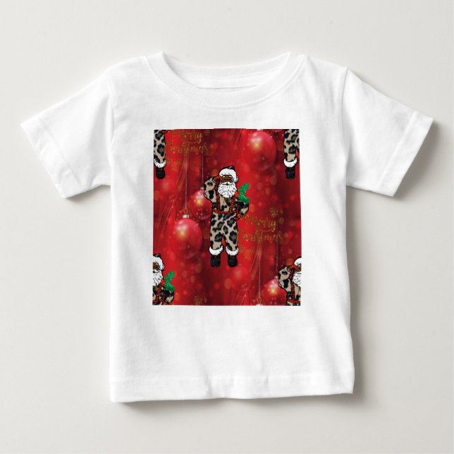 Camiseta De Bebé santa african leopard claus red (Anverso)