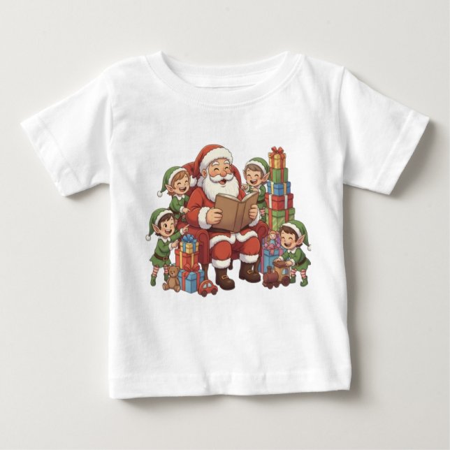 Camiseta De Bebé Santa and His Elves – Cute Christmas Illustration  (Anverso)