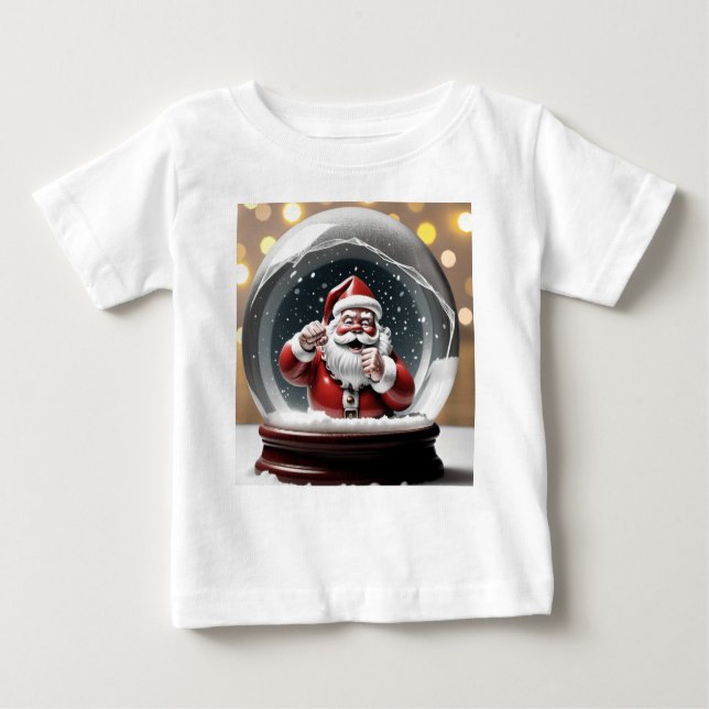 Camiseta De Bebé Santa atascada en un Navidad gracioso del Globe de (Anverso)