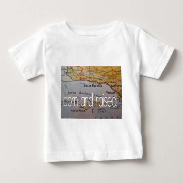 Camiseta De Bebé santa barbara nació y creció (Anverso)