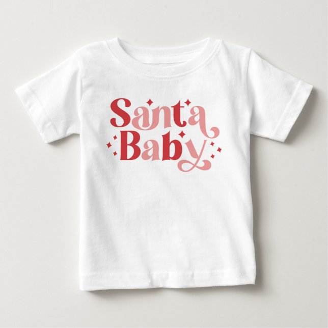 Camiseta De Bebé Santa Bebé - Navidades retro Tipografía (Anverso)