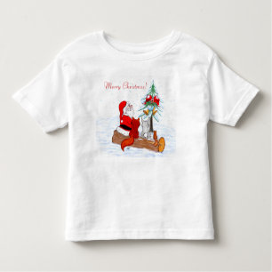 Camiseta De Bebé Santa Claus con Fox de Conejo y Squirrel