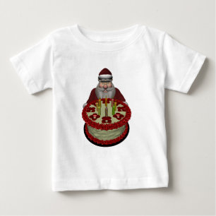 Camiseta De Bebé Santa Claus con pastel de cumpleaños