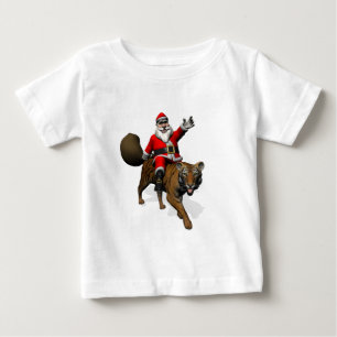 Camiseta De Bebé Santa Claus montando un tigre