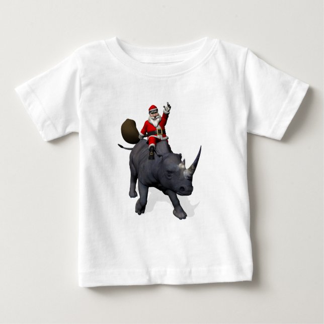 Camiseta De Bebé Santa Claus Rides Rhino Rhinoceros (Anverso)