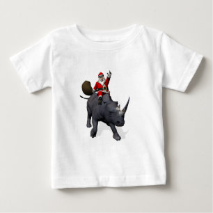 Camiseta De Bebé Santa Claus Rides Rhino Rhinoceros