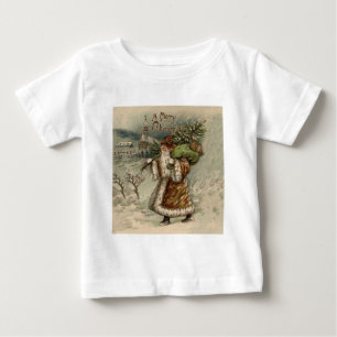 Camiseta De Bebé Santa Claus Victoriano con árbol de Navidad