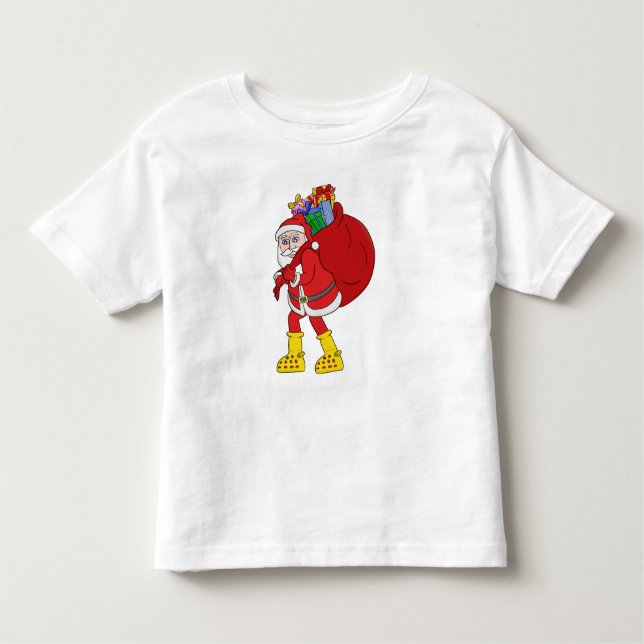 Camiseta De Bebé Santa Claus viste grandes botes amarillos (Anverso)