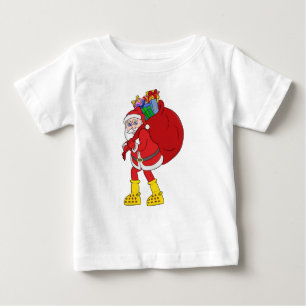 Camiseta De Bebé Santa Claus viste grandes botes amarillos