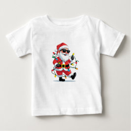 Camiseta De Bebé Santa Cool con Luces de Navidad – Festivo Moderno