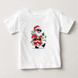 Camiseta De Bebé Santa Cool con Luces de Navidad – Festivo Moderno
