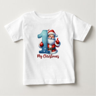 Camiseta De Bebé Santa de la primera Navidad del bebé