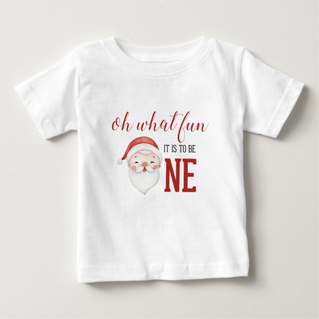 Camiseta De Bebé Santa de Navidad Primera Cumpleaños (Anverso)