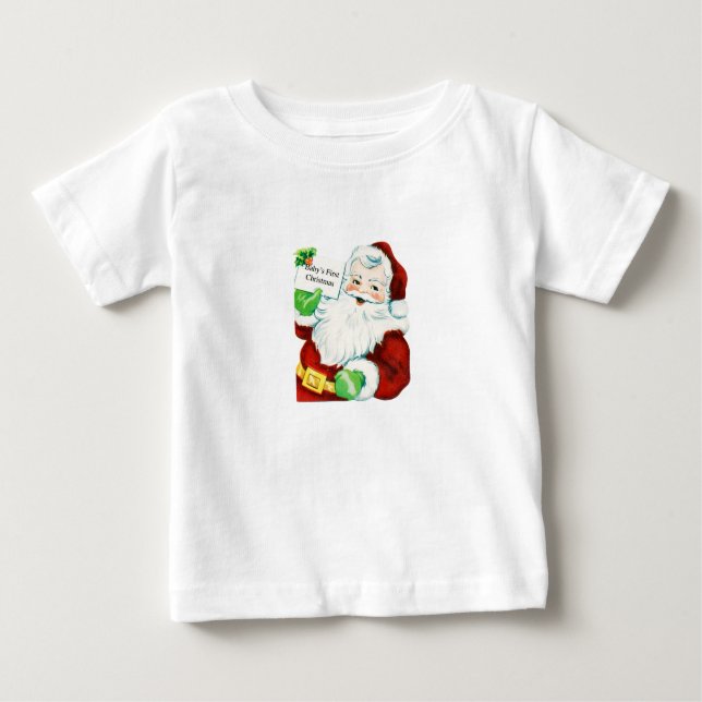 Camiseta De Bebé Santa dice: Primer navidad de Babys (Anverso)